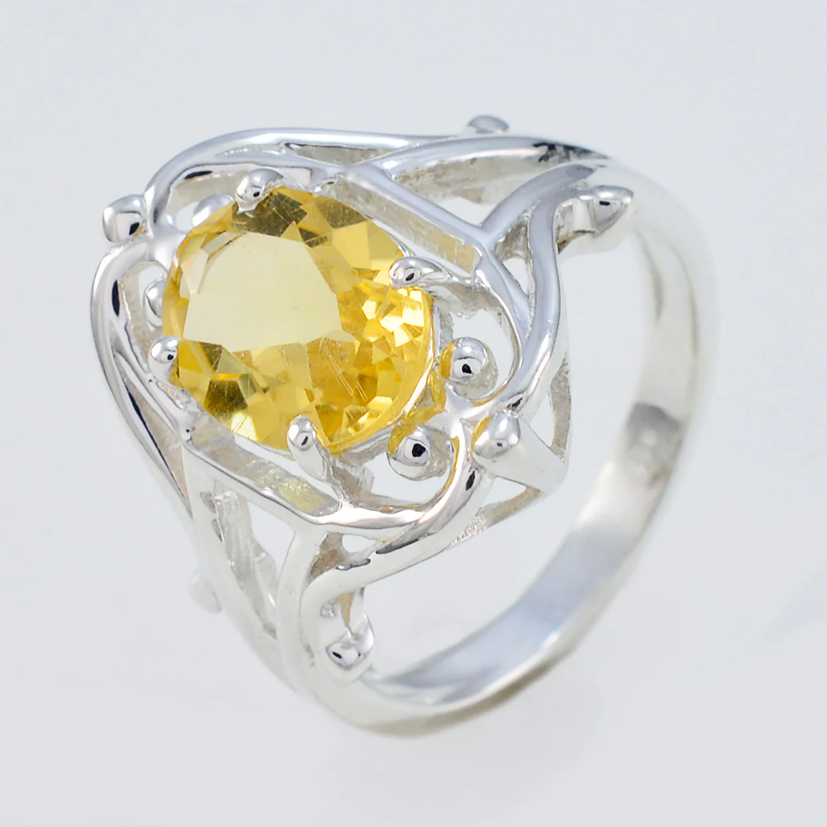 Citrine Solitaire African 92.5 Silver Yellow Gems Tiny Ethnic Ring Jewellery - Image 2