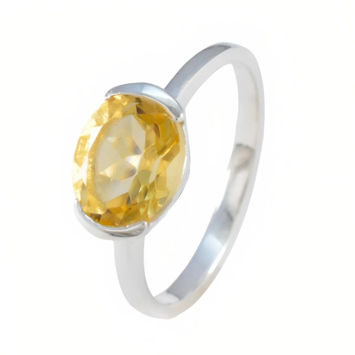 Citrine Solitaire American 925 Sterling Silver Yellow Gems Whisper-thin Trendy Ring Jewellery - Image 2