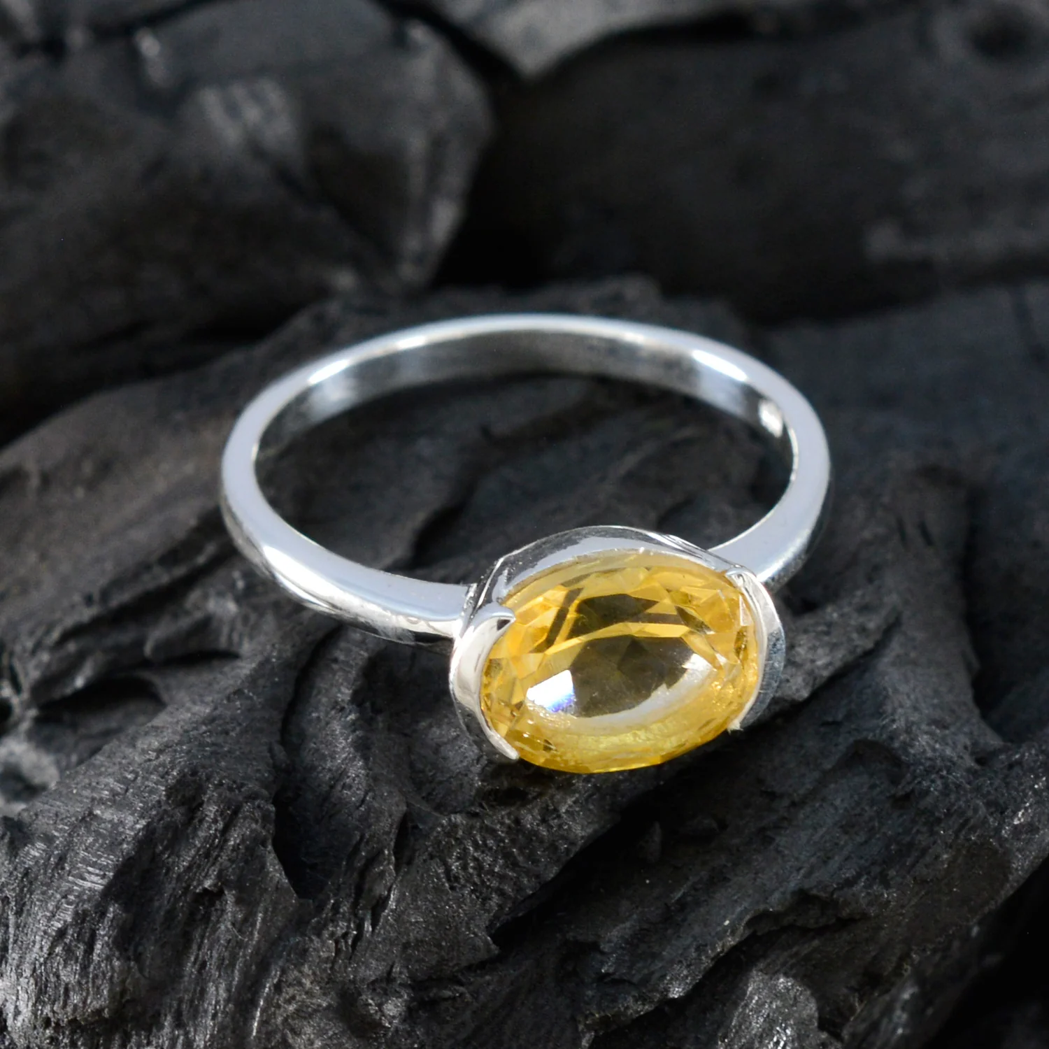 Citrine Solitaire American 925 Sterling Silver Yellow Gems Whisper-thin Trendy Ring Jewellery - Image 4