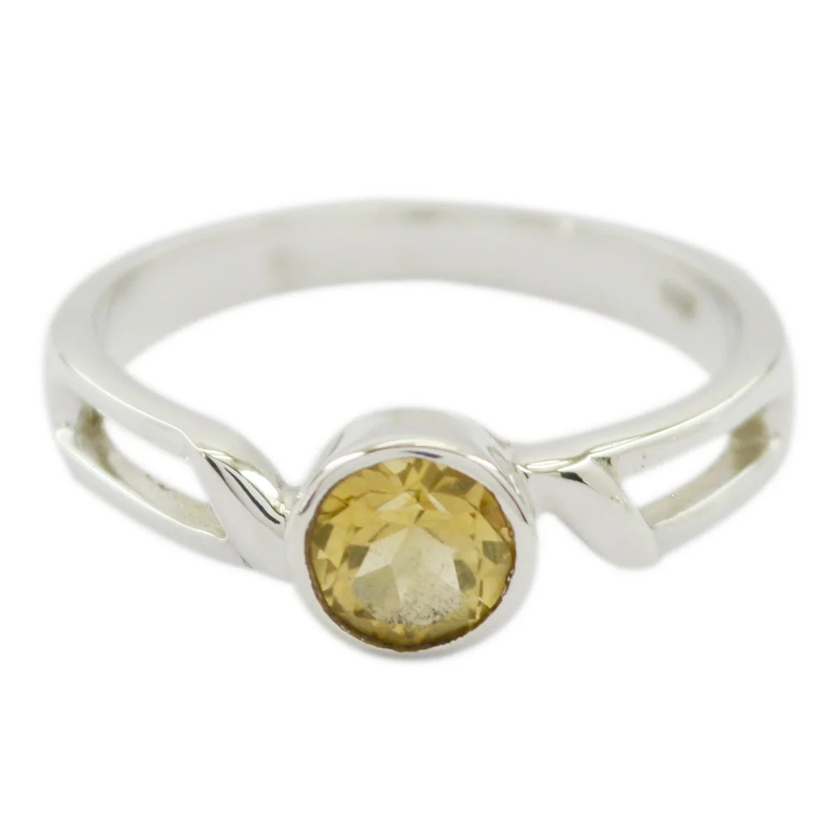 Citrine Solitaire American 925 Sterling Silver Yellow Gemstone Whisper-thin Trendy Ring Jewellery