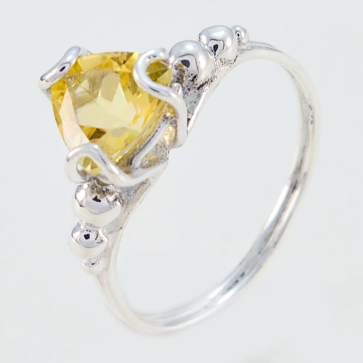 Citrine Solitaire Egyptian 92.5 Silver Yellow Gemstones Delicate Rope-Wire Ring Jewellery - Image 2