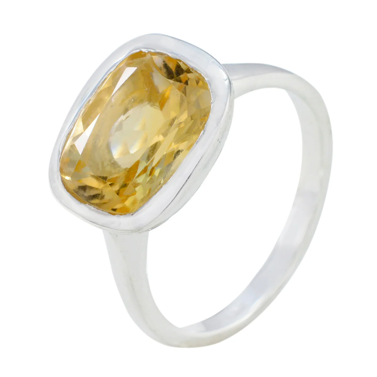 Citrine Solitaire Egyptian 92.5 Silver Yellow Gemstones Minimal Artisan Ring Jewelry - Image 2