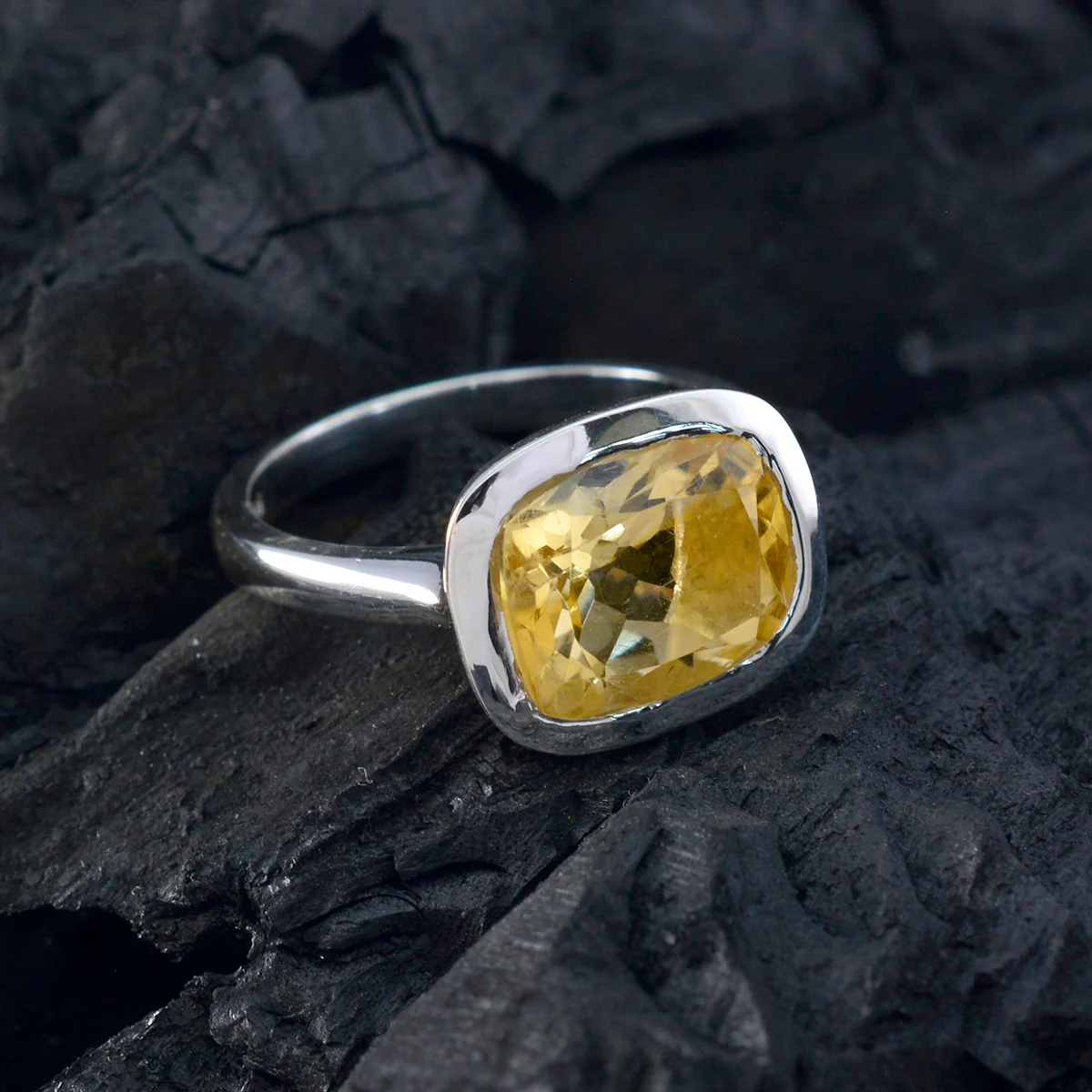 Citrine Solitaire Egyptian 92.5 Silver Yellow Gemstones Minimal Artisan Ring Jewelry - Image 4
