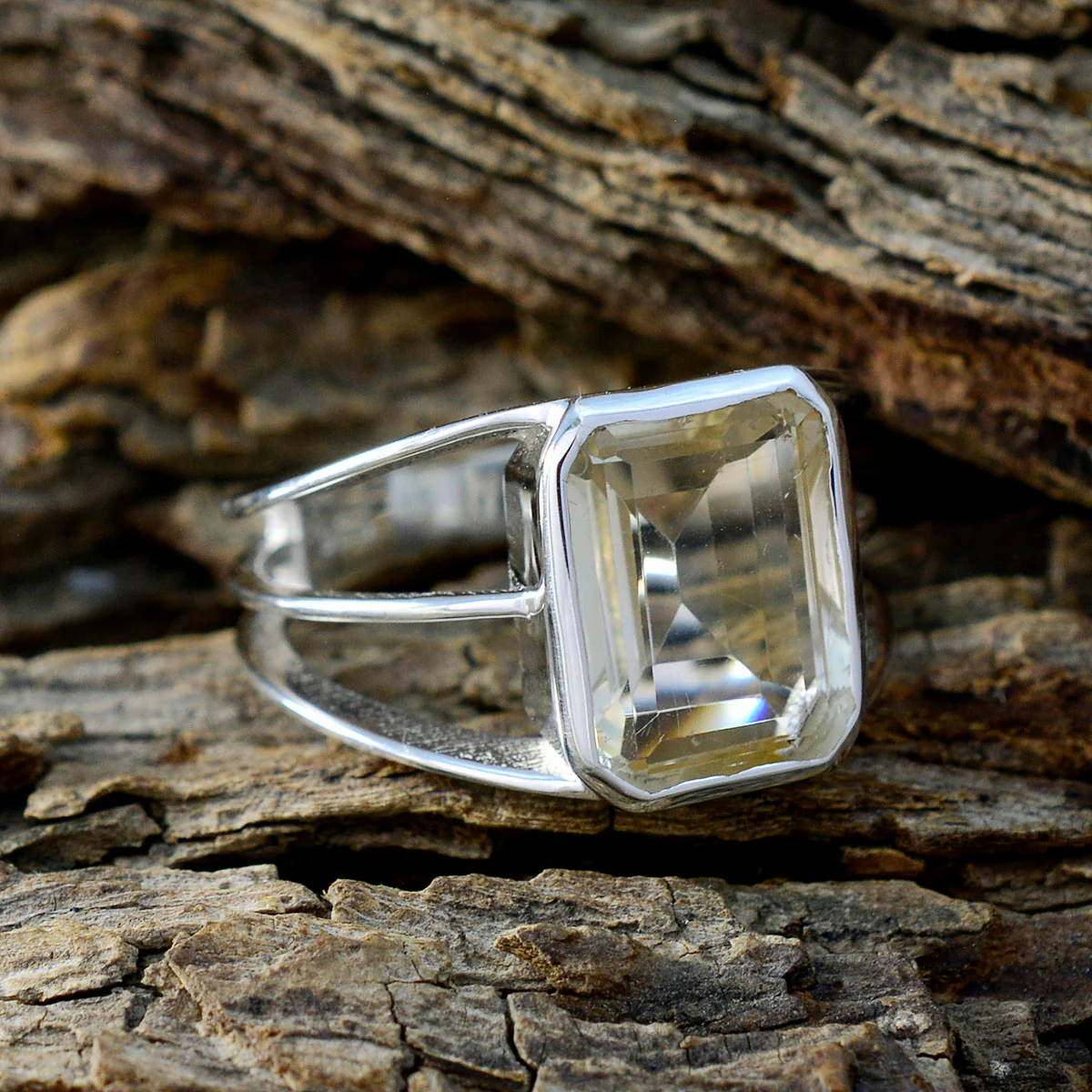 Citrine Solitaire Egyptian 925 Silver Yellow Gemstones Mid-weight Contemporary Ring Jewellery - Image 3
