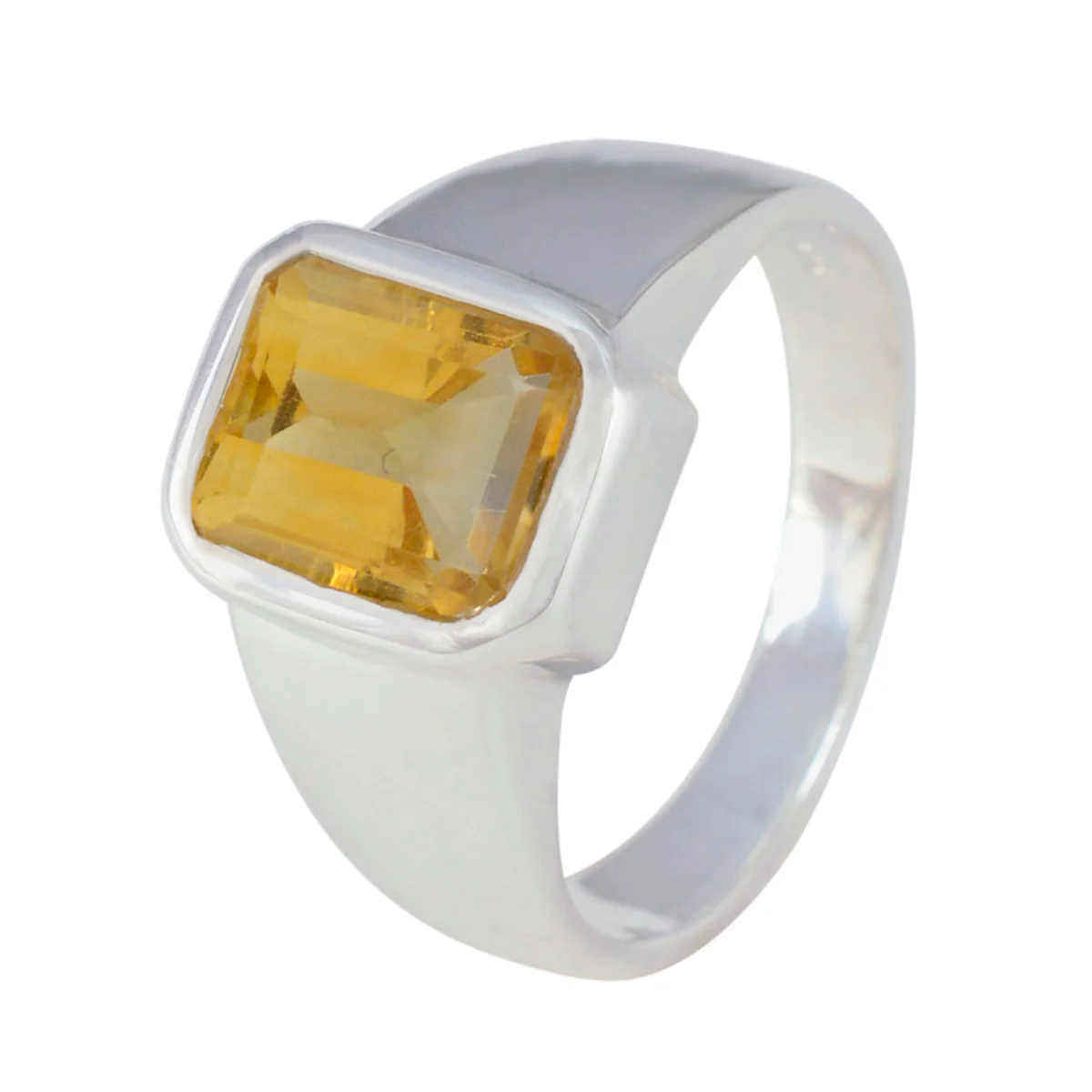 Citrine Solitaire Egyptian Sterling Silver Yellow Gemstones Eye-catching Modern Ring Jewelry - Image 2