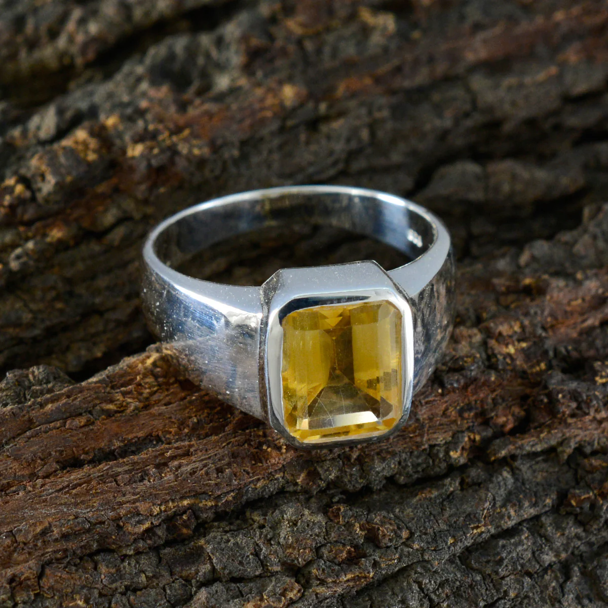 Citrine Solitaire Egyptian Sterling Silver Yellow Gemstones Eye-catching Modern Ring Jewelry - Image 3