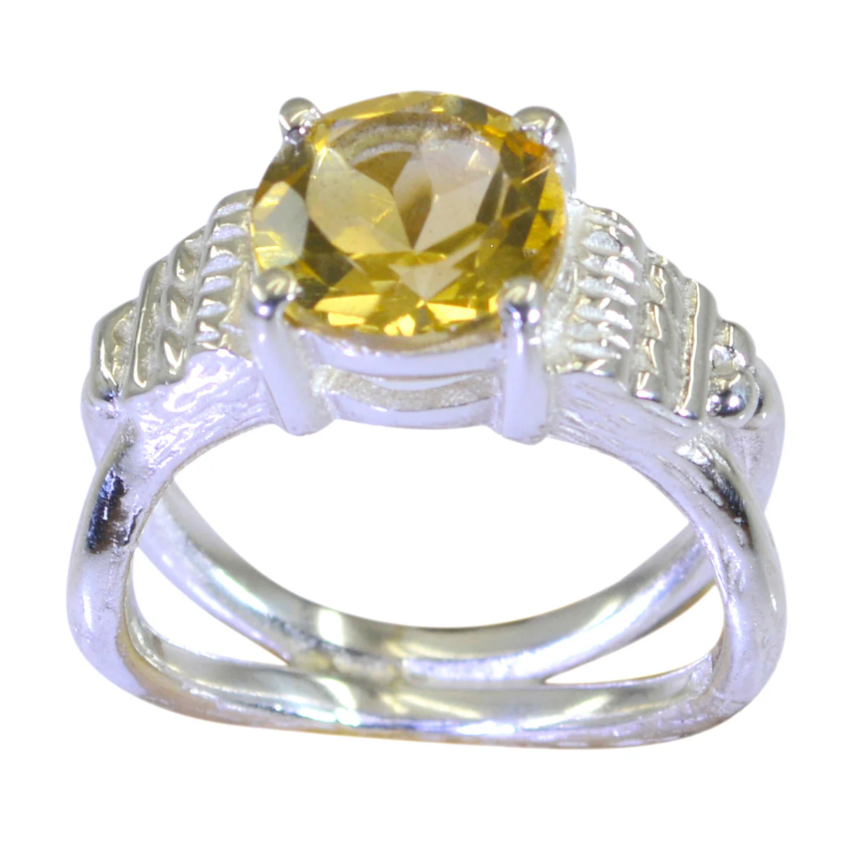 Citrine Solitaire German 92.5 Silver Yellow Gemstone Eye-catching Contemporary Ring Jewellery - Image 2