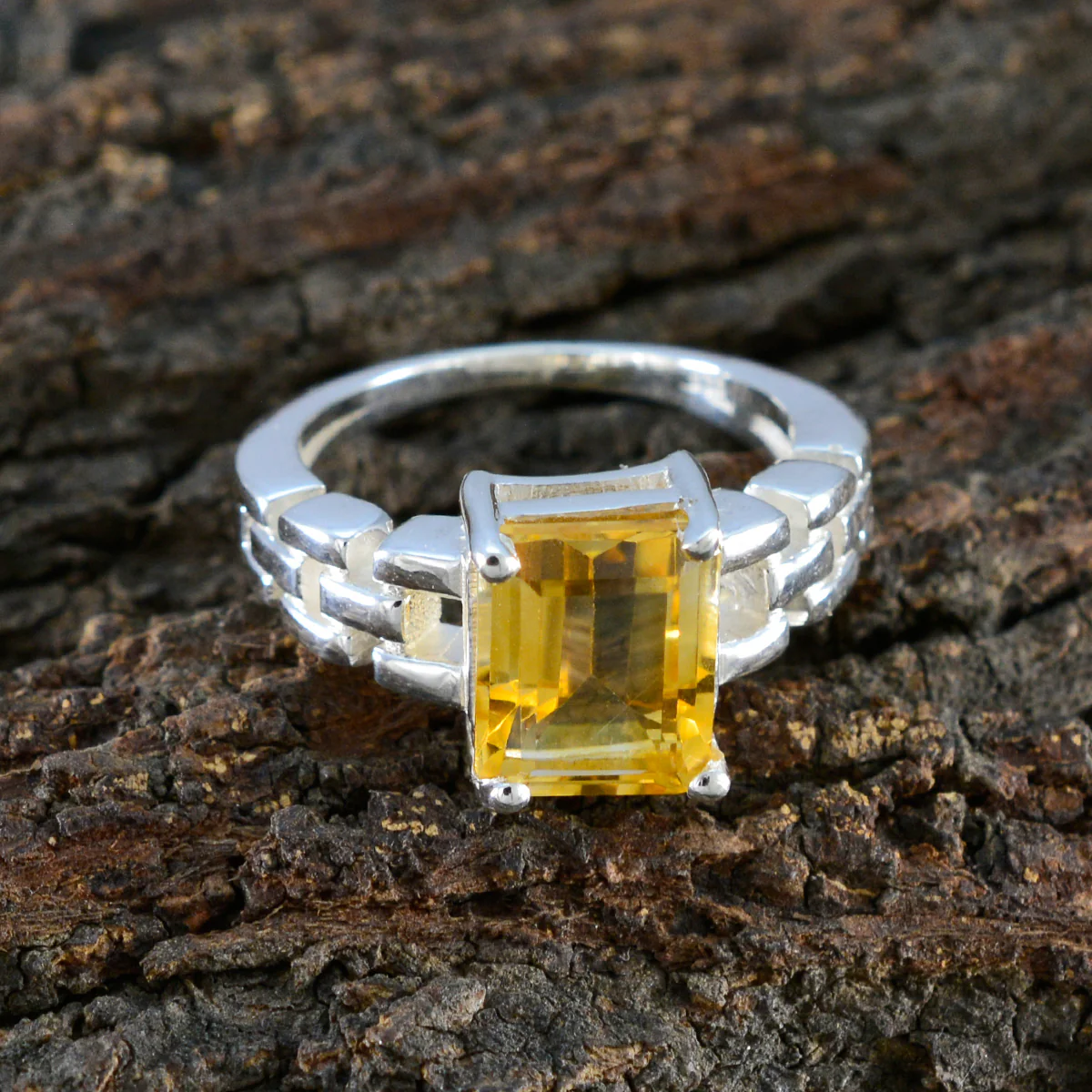 Citrine Solitaire German 925 Sterling Silver Yellow Gemstones Minimal Romantic Ring Jewelry - Image 3