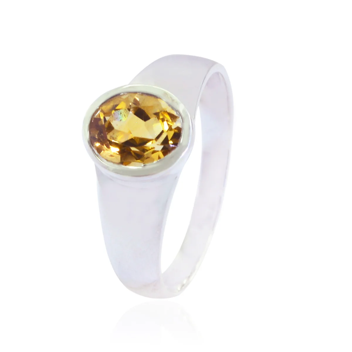 Citrine Solitaire Indian 92.5 Silver Yellow Gemstones Slim Artisan Ring Jewelry - Image 3