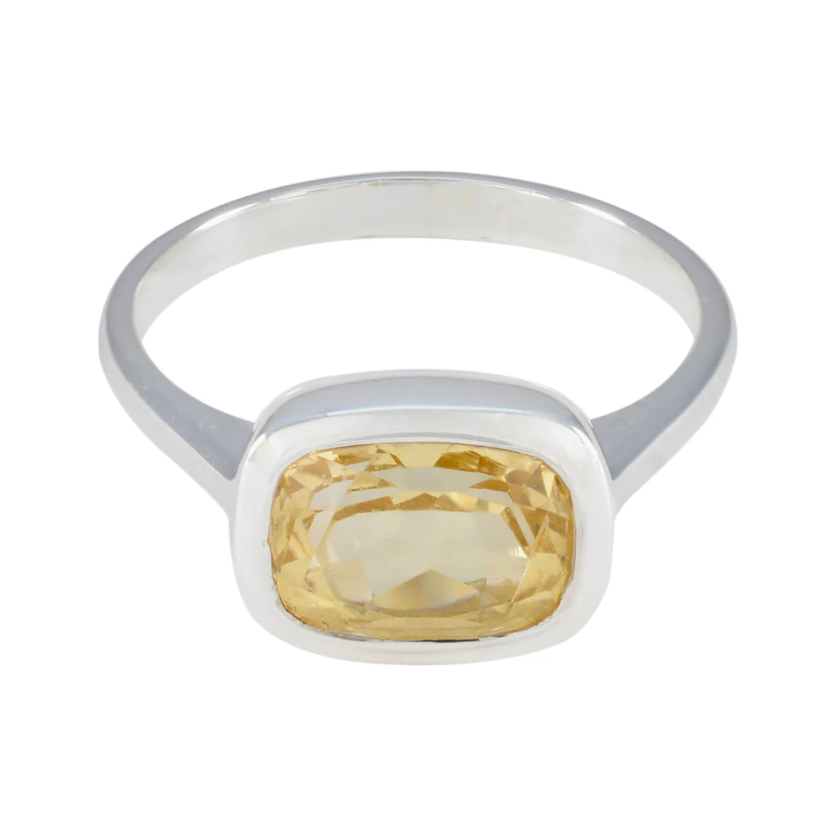 Citrine Solitaire Indian Sterling Silver Yellow Gemstone Slim Feminine Ring Jewelry