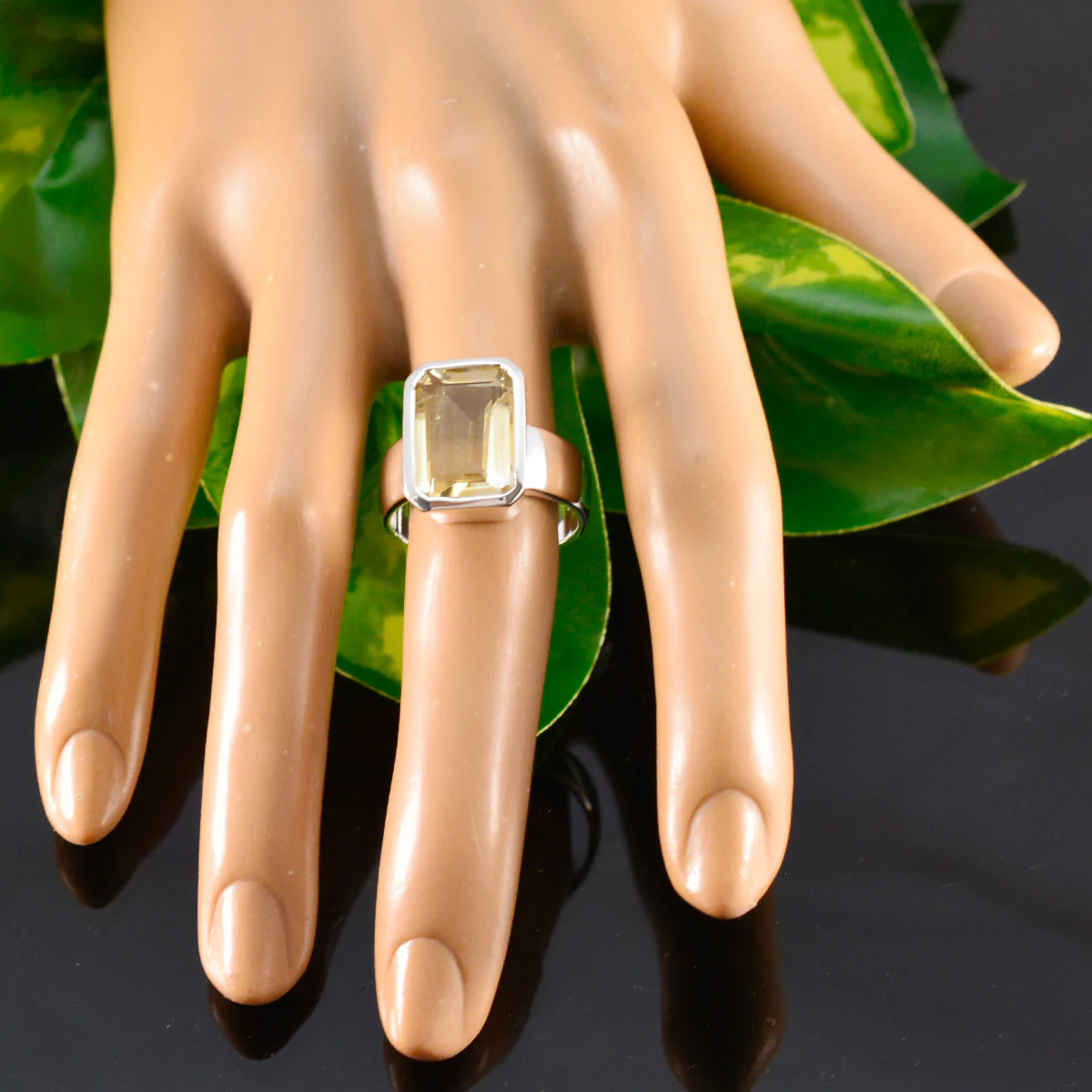 Citrine Solitaire Italian 925 Silver Yellow Gemstones Edgy Trendy Ring Jewelry - Image 5