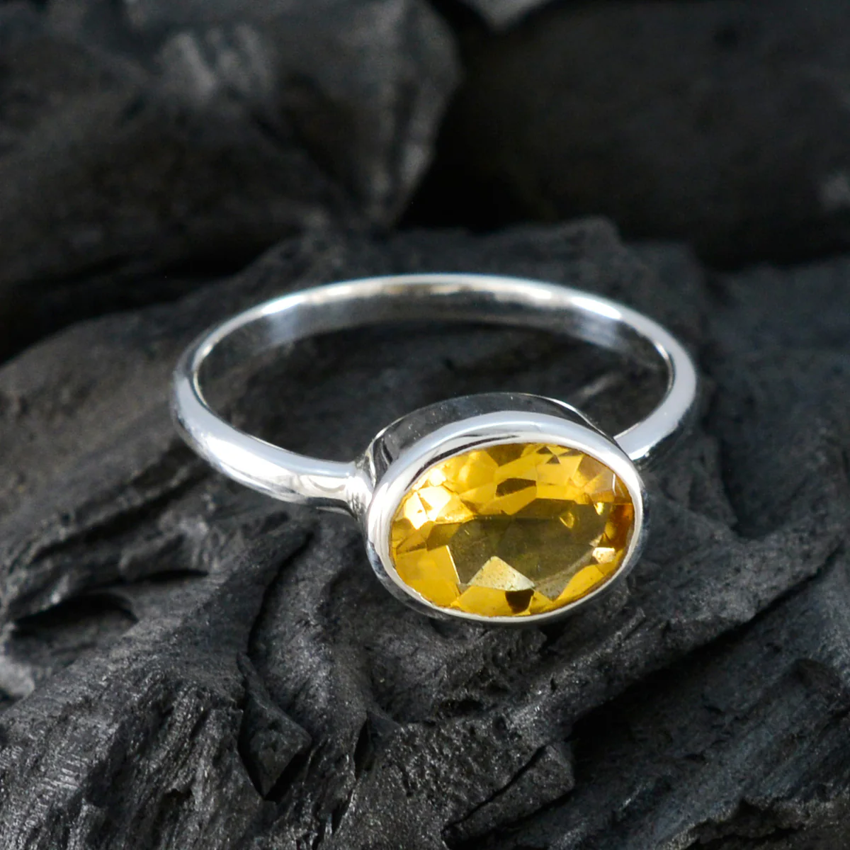 Citrine Solitaire Japanese 925 Sterling Silver Yellow Gemstone Dainty Contemporary Ring Jewelry - Image 4