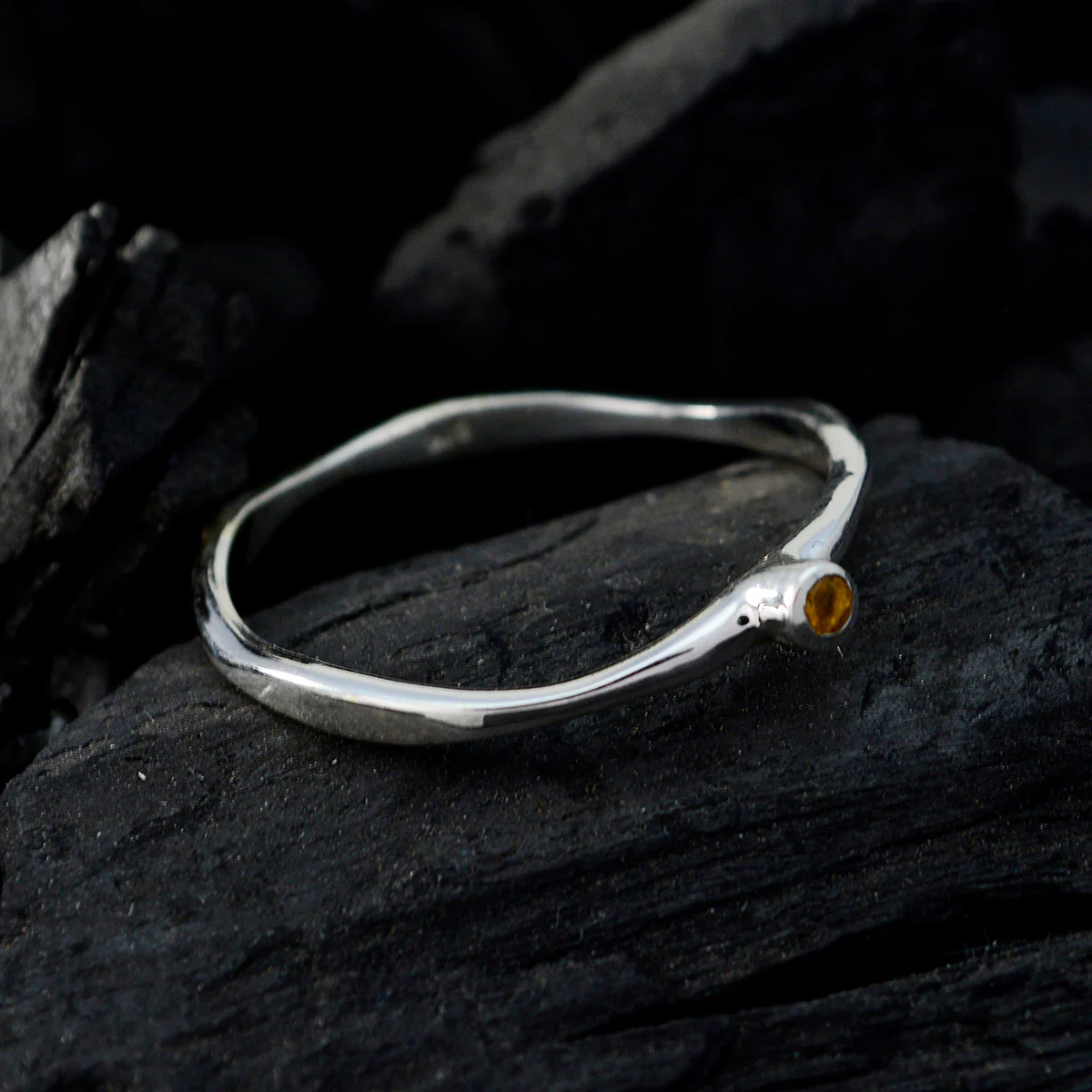 Citrine Solitaire Japanese 925 Sterling Silver Yellow Gemstone Delicate Modern Ring Jewelry - Image 5