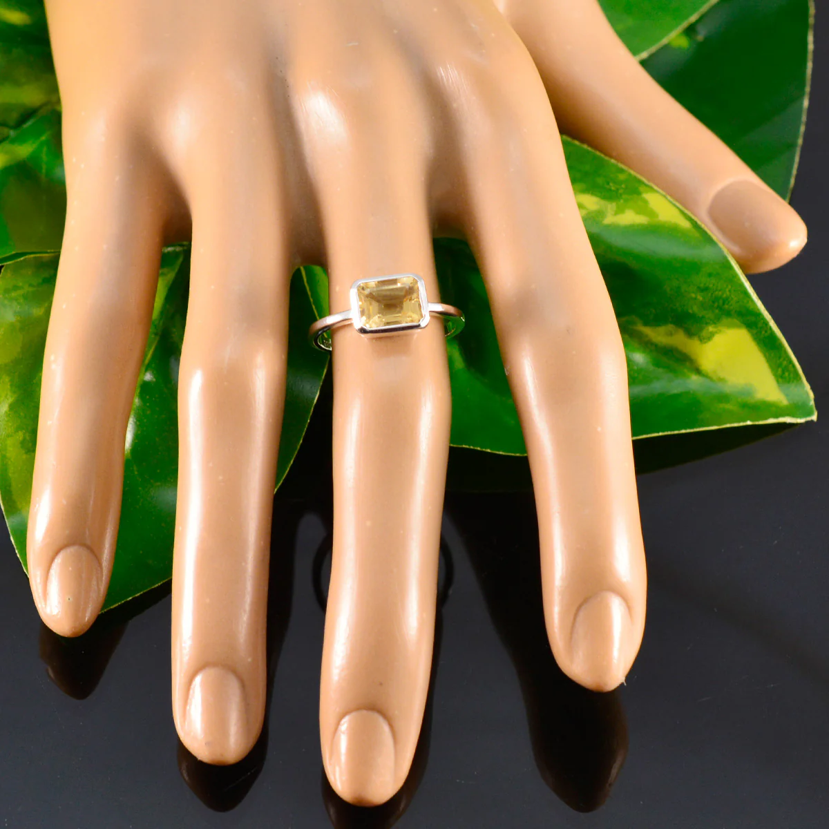 Citrine Solitaire Japanese Silver Yellow Gems Dainty Sophisticated Ring Jewellery - Image 5