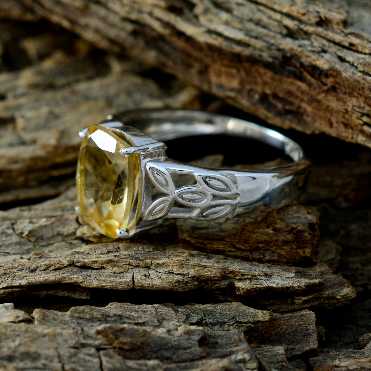 Citrine Solitaire Japanese Silver Yellow Gemstones Whisper-thin Glamorous Ring Jewelry - Image 3