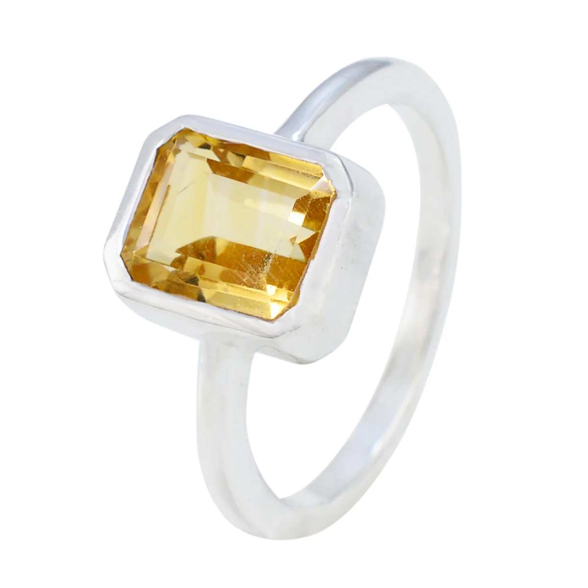 Citrine Solitaire Japanese Sterling Silver Yellow Gemstones Whisper-thin Contemporary Ring Jewelry - Image 2