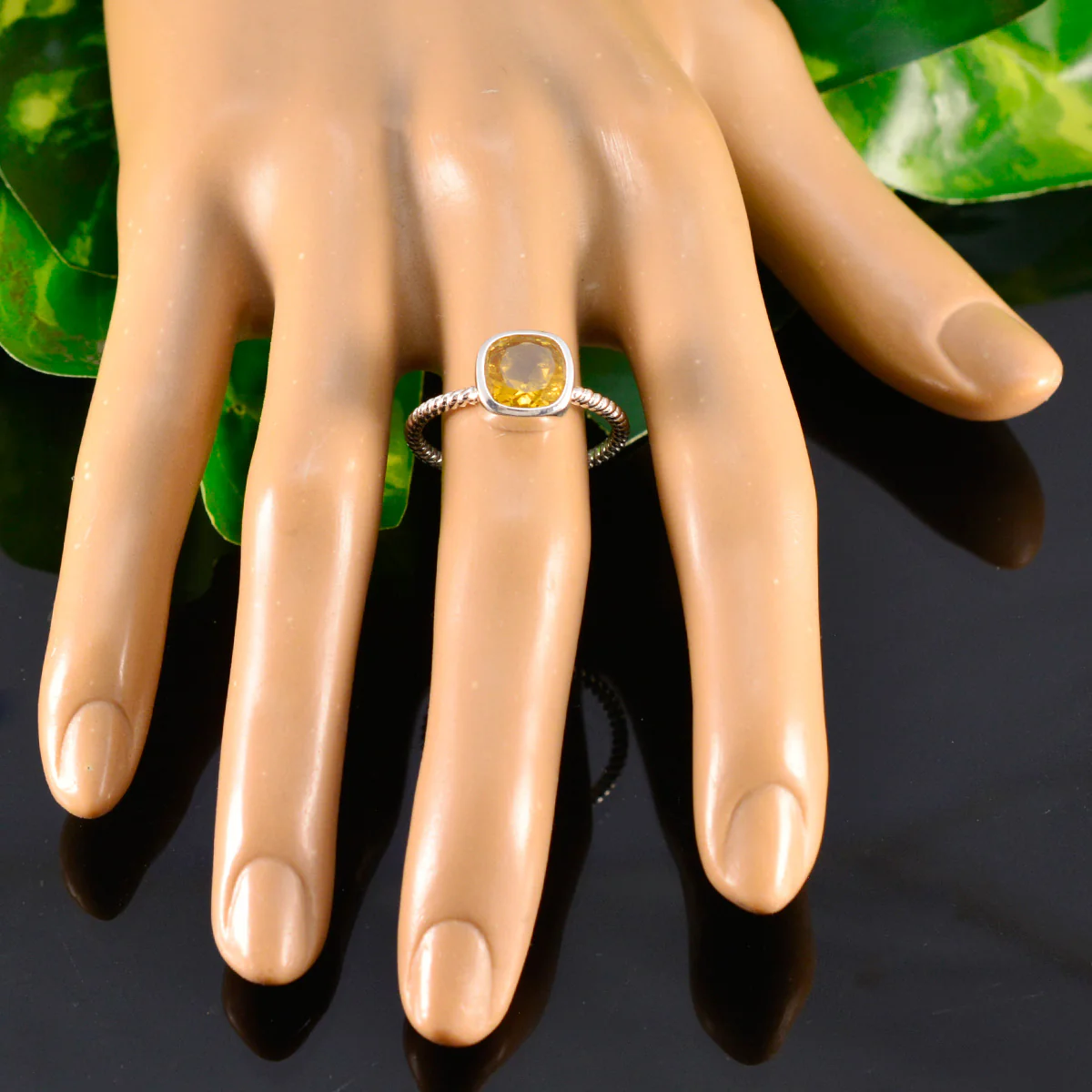 Citrine Solitaire Korean 92.5 Silver Yellow Gemstone Dainty Luxurious Ring Jewelry - Image 5