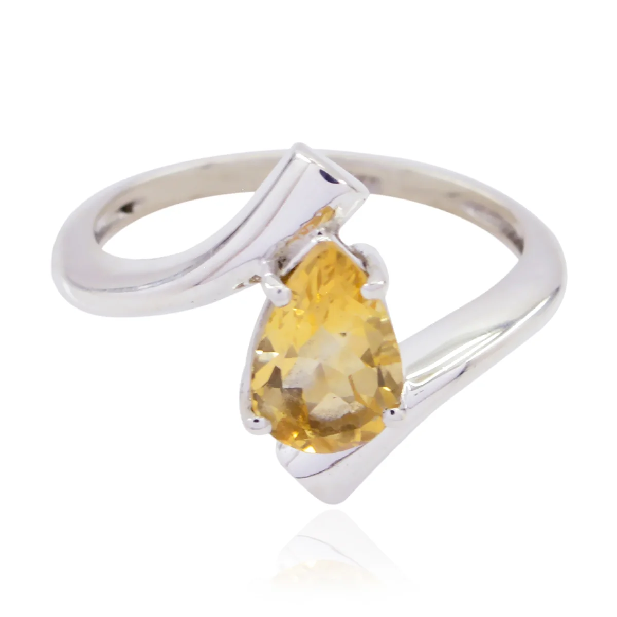 Citrine Solitaire Korean 92.5 Silver Yellow Gemstone Whisper-thin Engagement Ring Jewelry