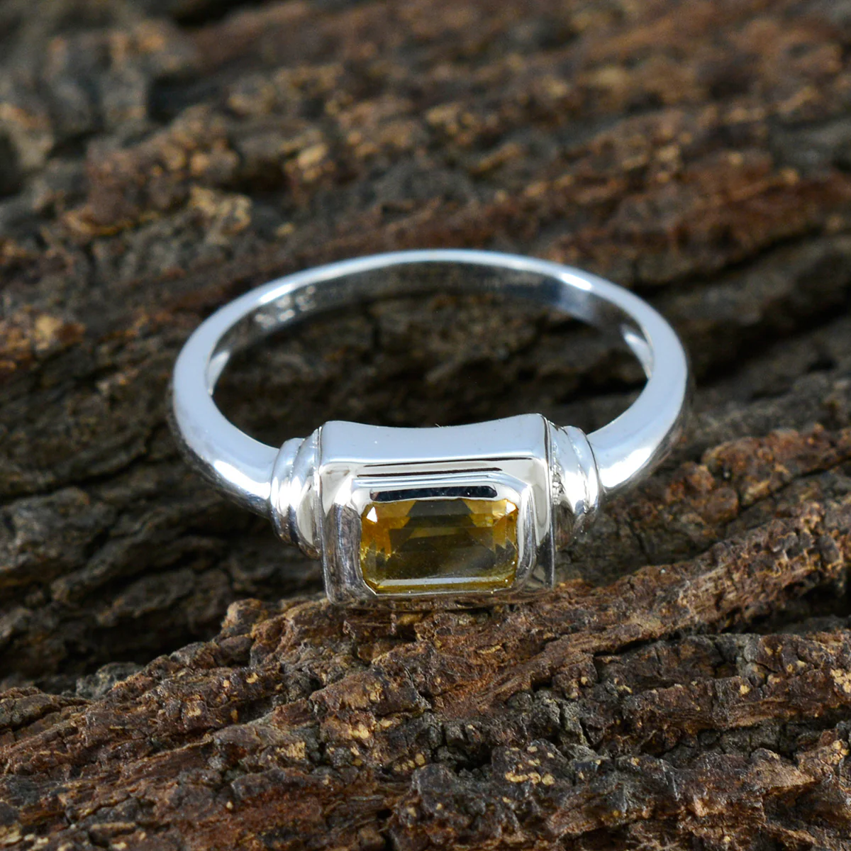 Citrine Solitaire Korean 925 Sterling Silver Yellow Gemstones Whisper-thin Contemporary Ring Jewellery - Image 3