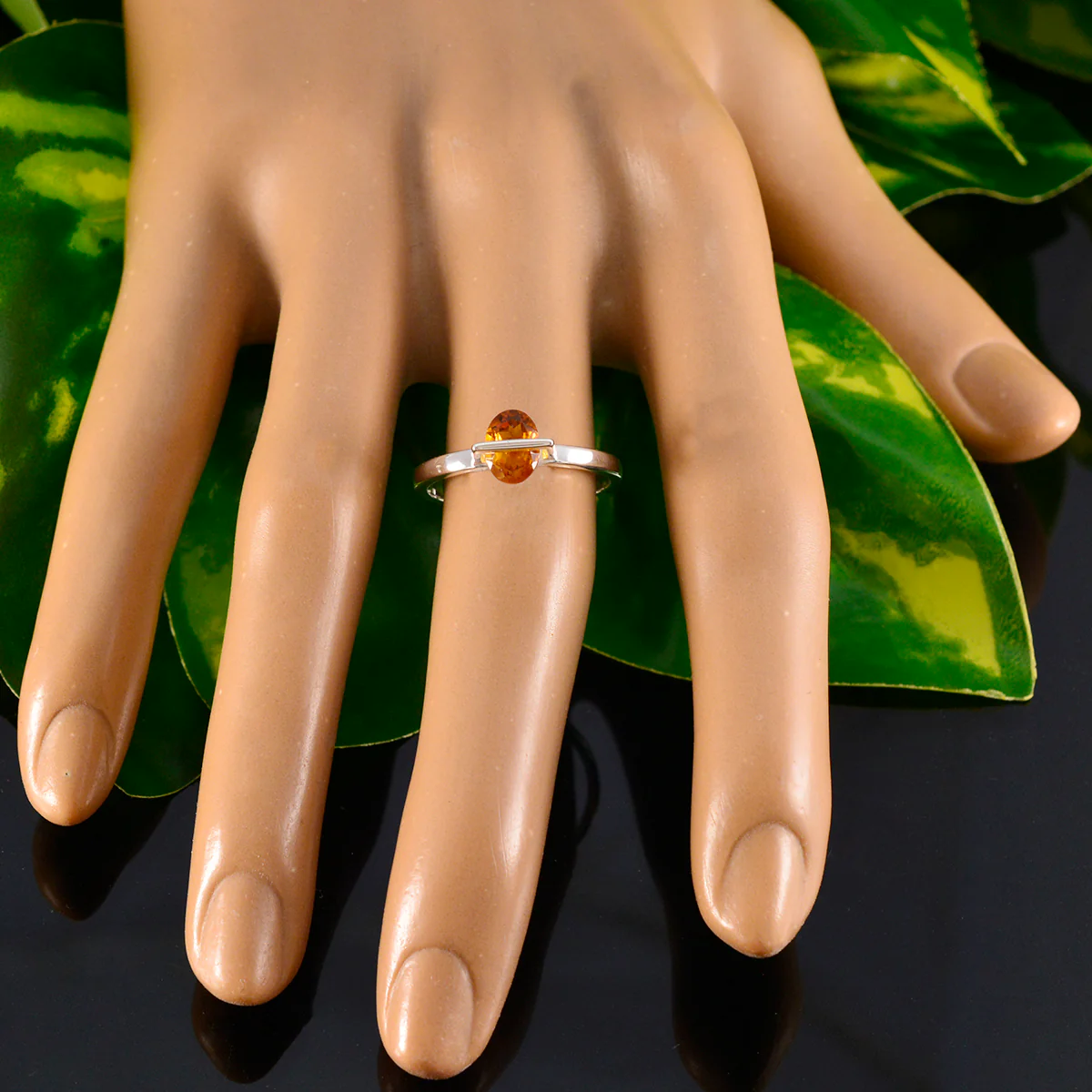 Citrine Solitaire Korean Silver Yellow Gemstone Delicate Glamorous Ring Jewelry - Image 5