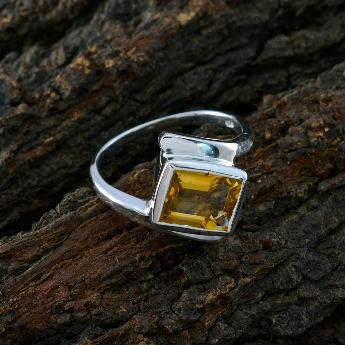 Citrine Solitaire Moroccan Silver Yellow Gemstone Classic Trendy Ring Jewellery - Image 3