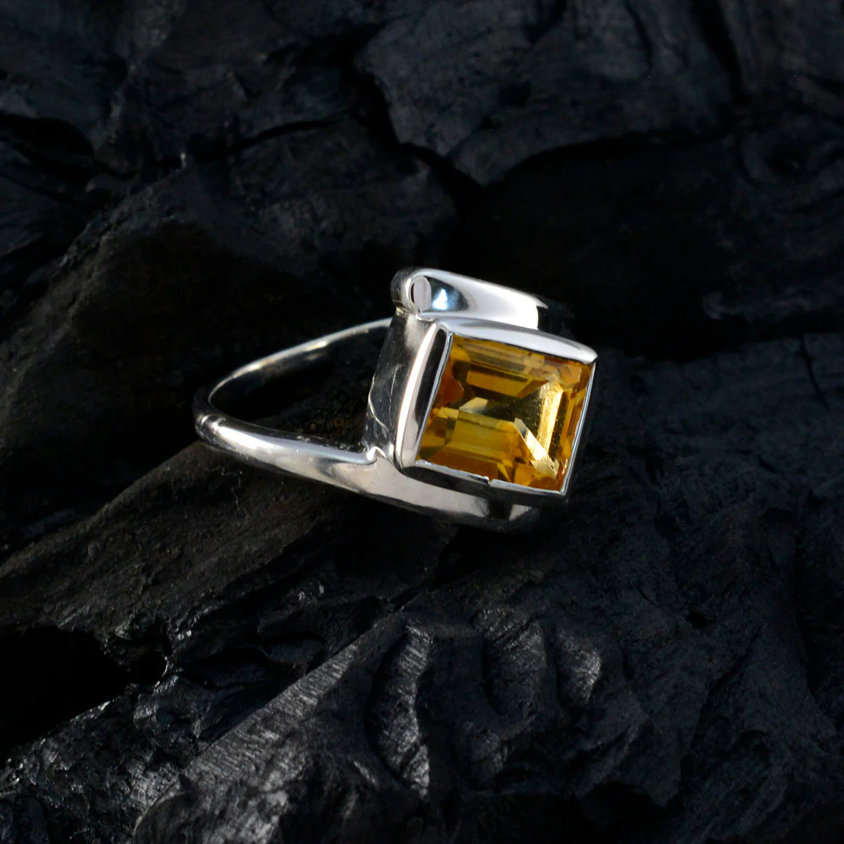 Citrine Solitaire Moroccan Silver Yellow Gemstone Classic Trendy Ring Jewellery - Image 4