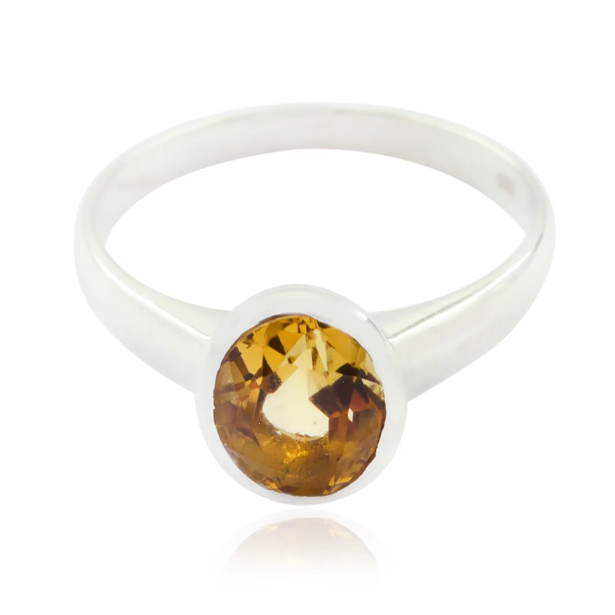 Citrine Solitaire Russian 925 Silver Yellow Gems Tiny Contemporary Ring Jewellery - Image 2