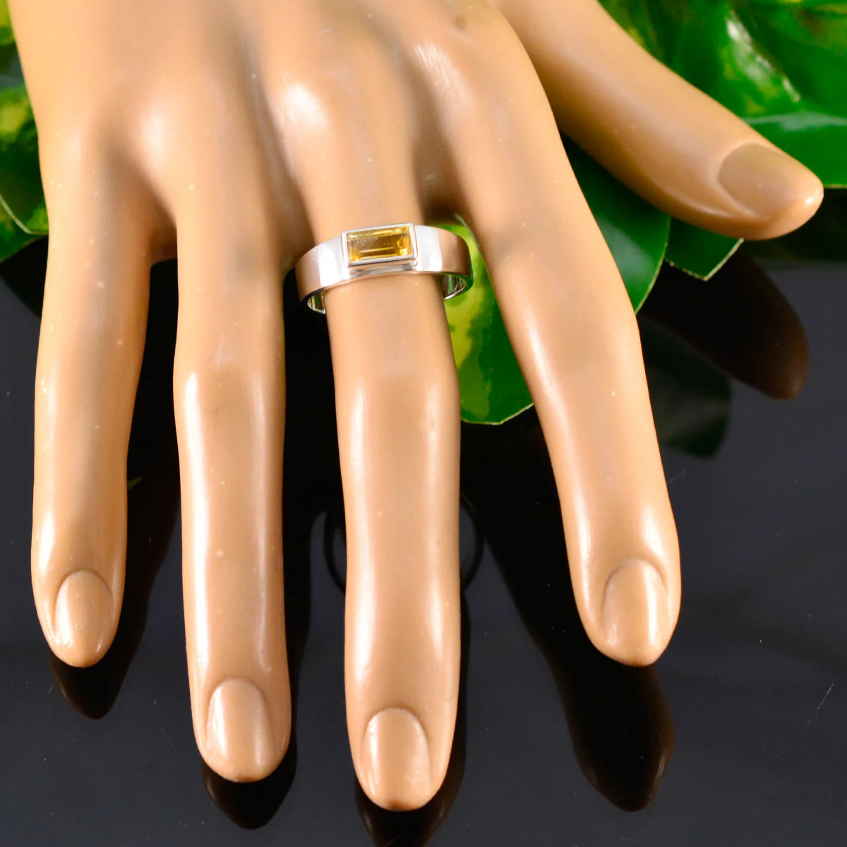 Citrine Solitaire Russian Sterling Silver Yellow Gemstones Slim Boho Ring Jewelry - Image 5