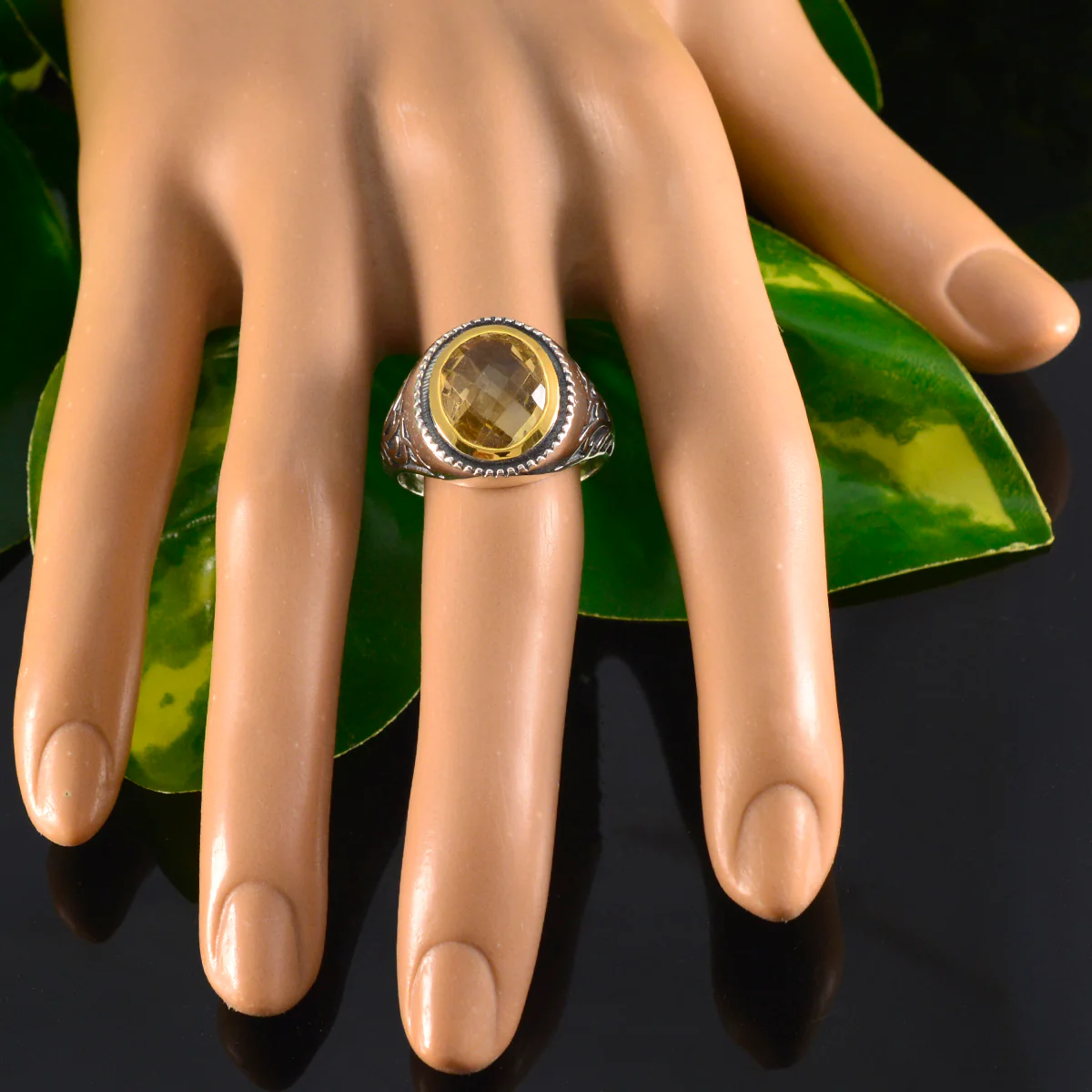 Citrine Solitaire Spanish 92.5 Silver Yellow Gems Eye-catching Filigree Ring Jewellery - Image 5