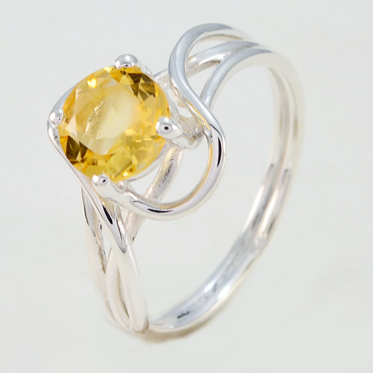 Citrine Solitaire Turkish 92.5 Silver Yellow Gems Delicate Feminine Ring Jewellery - Image 2