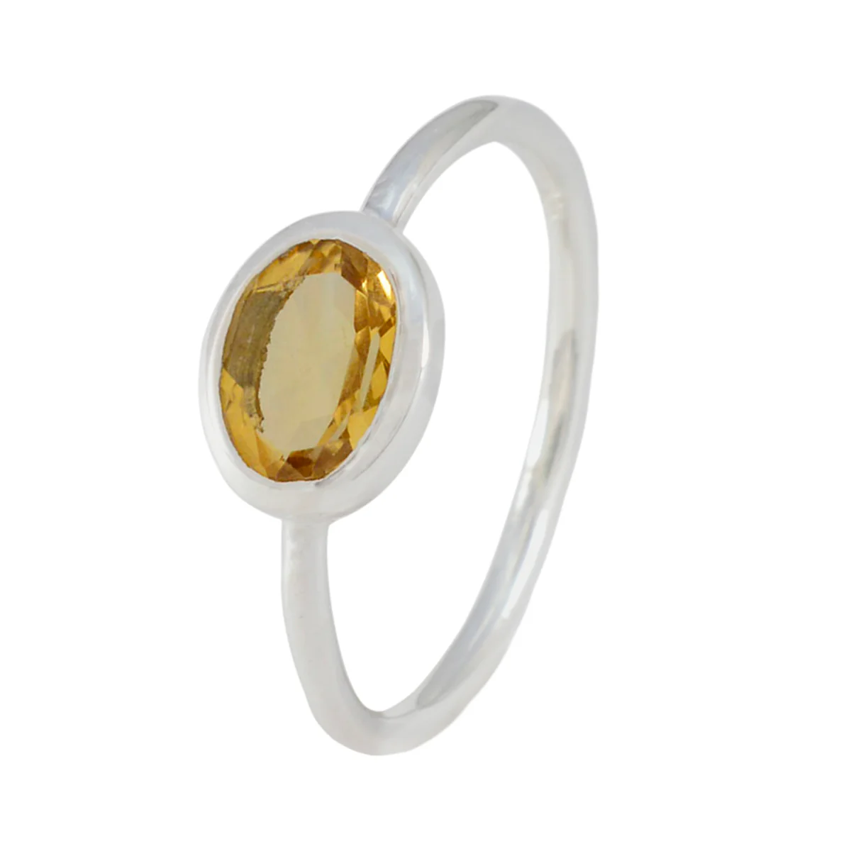 Citrine Solitaire Turkish 92.5 Silver Yellow Gems Elegant  Romantic Ring Jewelry - Image 2