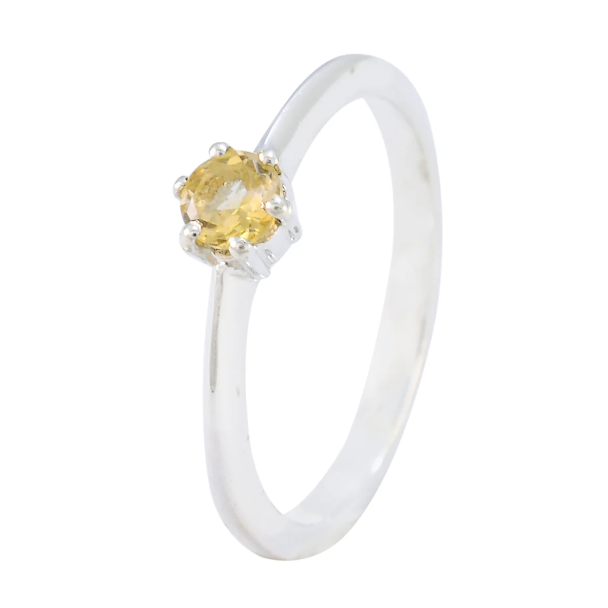 Citrine Solitaire Turkish 925 Sterling Silver Yellow Gems Elegant Modern Ring Jewellery - Image 2