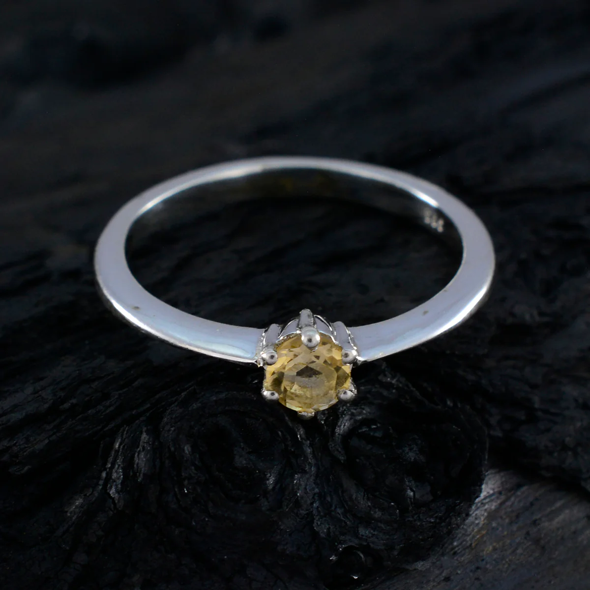 Citrine Solitaire Turkish 925 Sterling Silver Yellow Gems Elegant Modern Ring Jewellery - Image 4