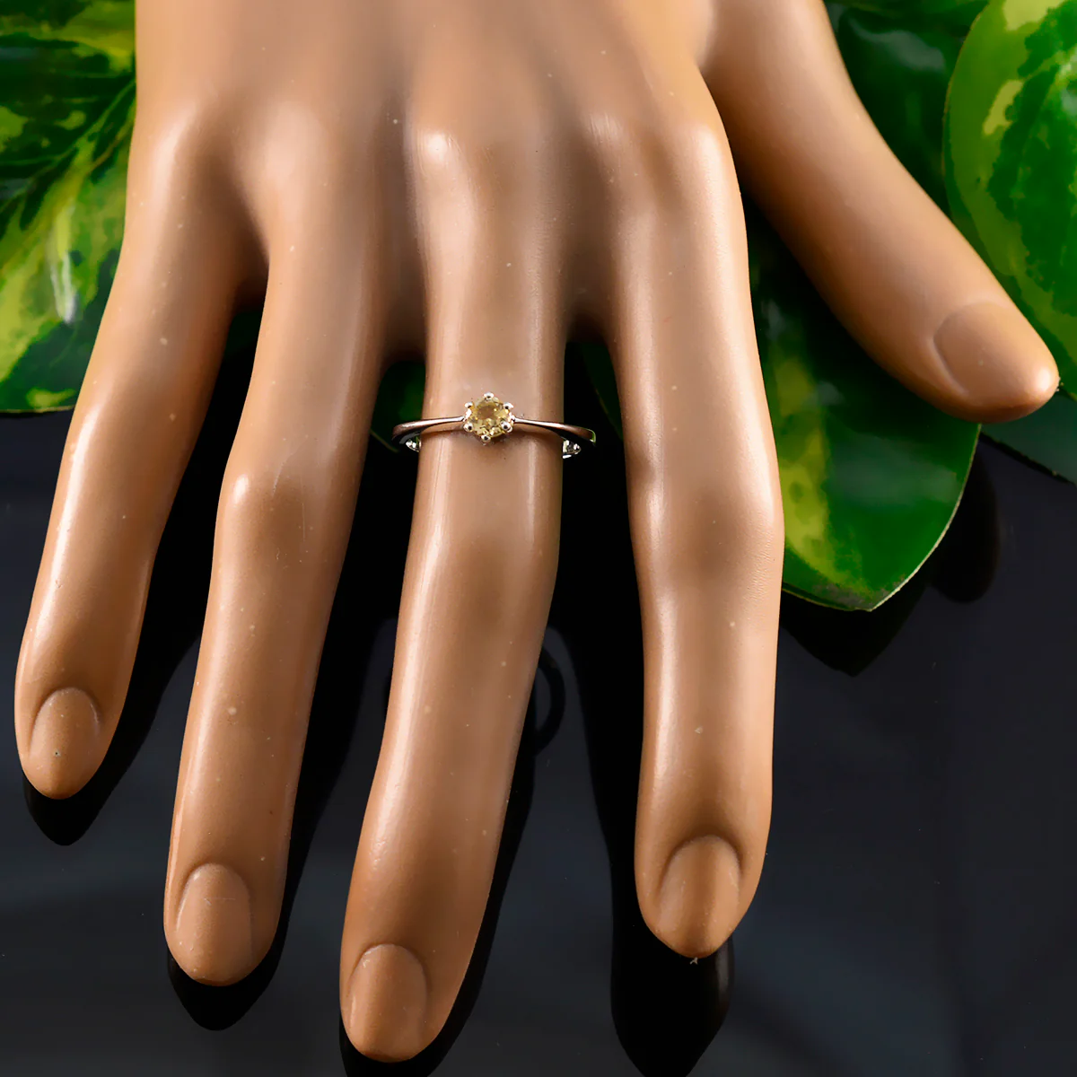 Citrine Solitaire Turkish 925 Sterling Silver Yellow Gems Elegant Modern Ring Jewellery - Image 5