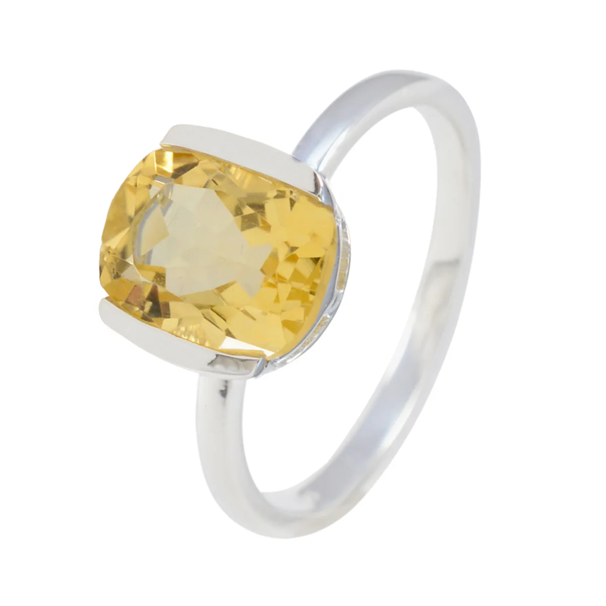 Citrine Solitaire Turkish 925 Sterling Silver Yellow Gemstone Whisper-thin Feminine Ring Jewellery - Image 2