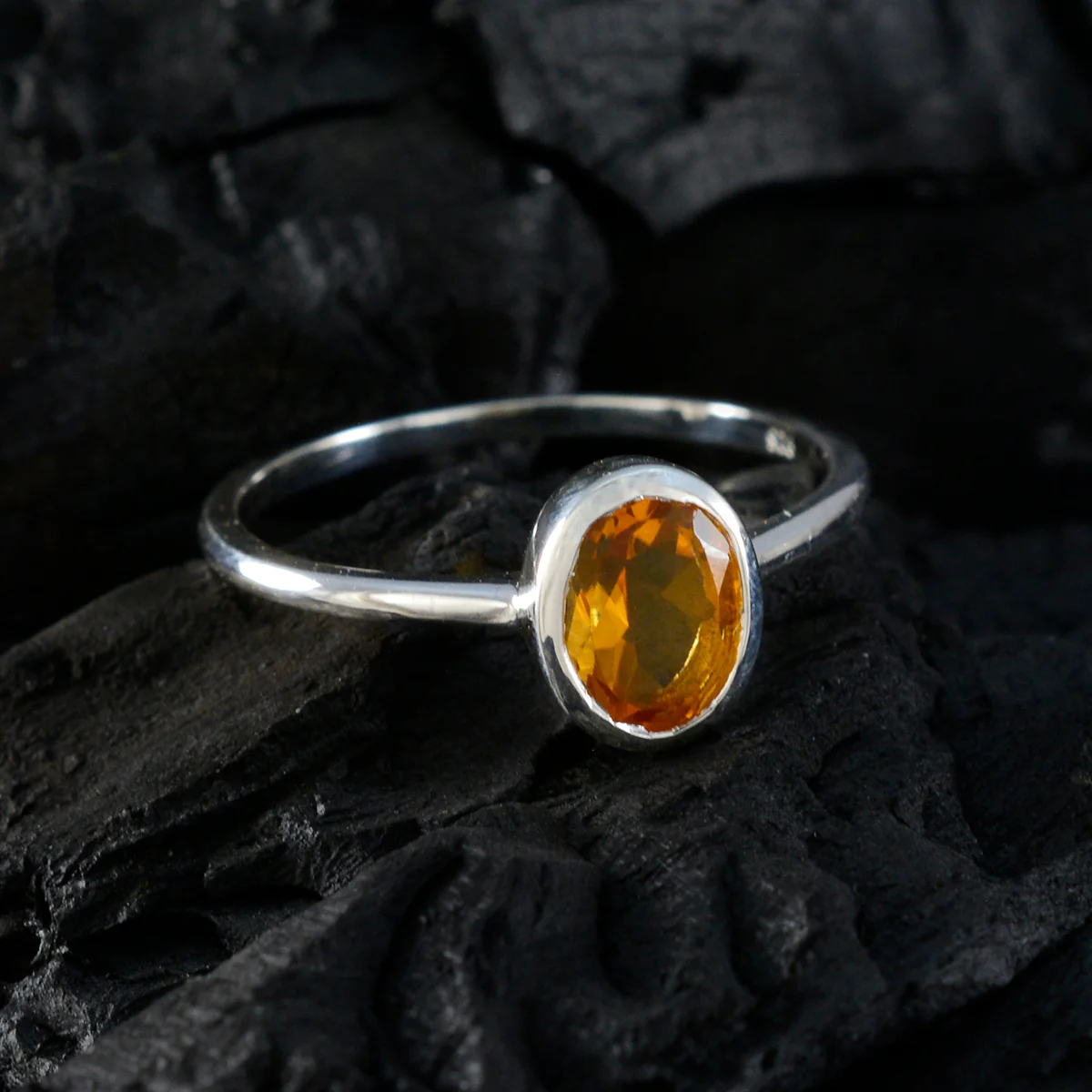Citrine Solitaire Turkish Silver Yellow Gems Delicate Romantic Ring Jewelry - Image 4