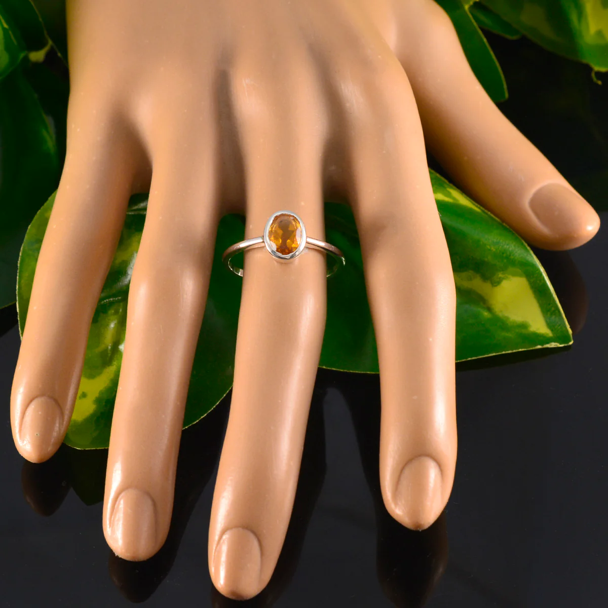 Citrine Solitaire Turkish Silver Yellow Gems Delicate Romantic Ring Jewelry - Image 5