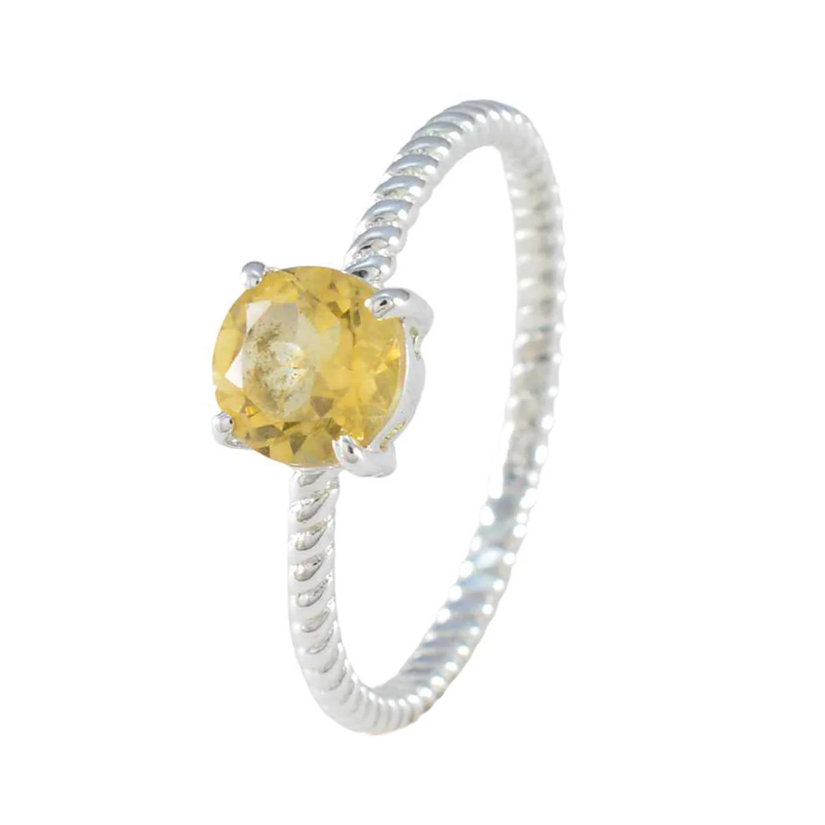 Citrine Solitaire Turkish Silver Yellow Gemstones Delicate Twist Ring Jewellery - Image 2