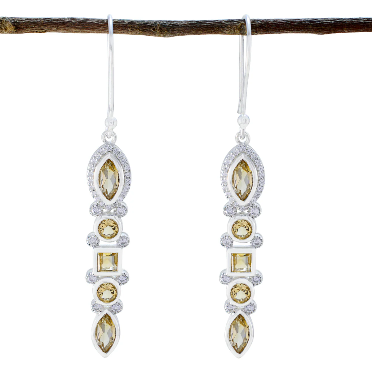 Citrine Spanish Aiko multiple Dangle Yellow 92.5 Silver Earring