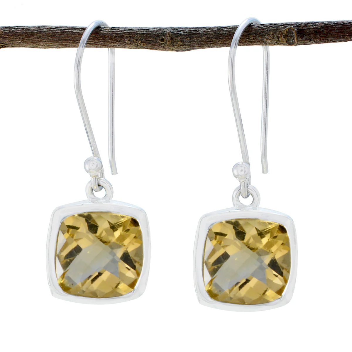 Citrine Spanish Inès Solitaire Dangle Yellow Silver Earring