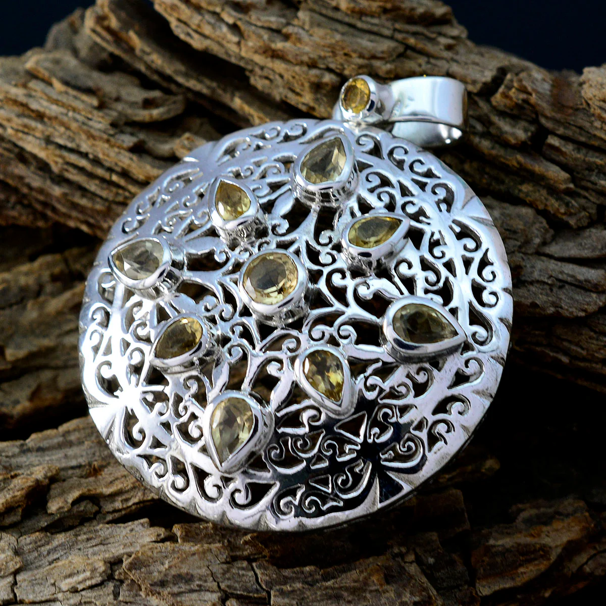 Citrine Statement German Sterling Silver multiple Julia Victorian Yellow Pendant Jewellery - Image 3