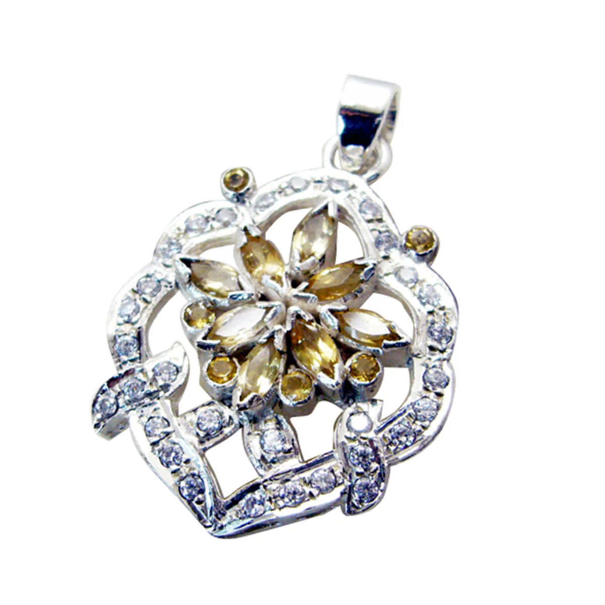 Citrine Statement Indian 92.5 Silver multiple Kristine Signet Yellow Pendant Jewellery - Image 3