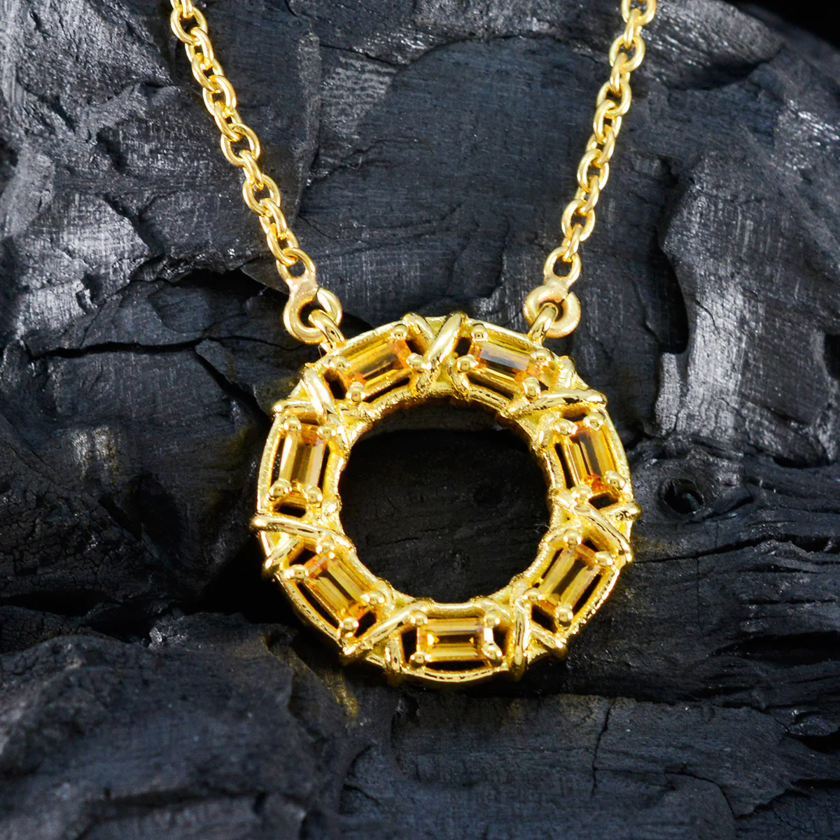 Citrine Statement Latin American 925 Silver Hepta Yasmin Luxurious Yellow Pendant Jewelry - Image 3