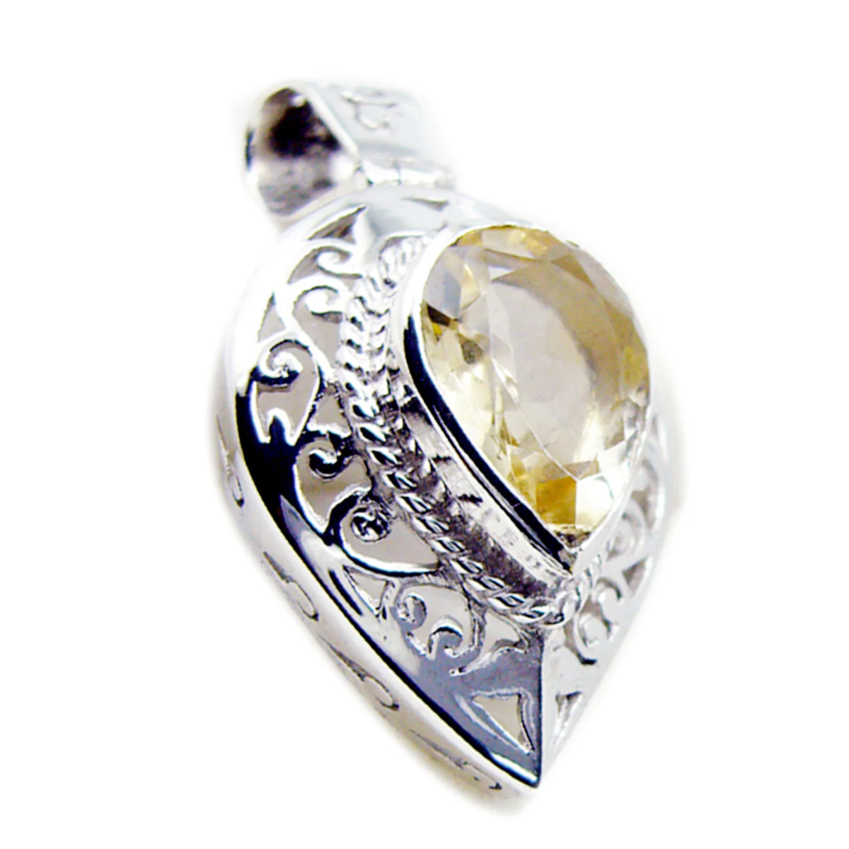 Citrine Statement Spanish Silver Solitaire Carla antique Yellow Pendant Jewelry - Image 2