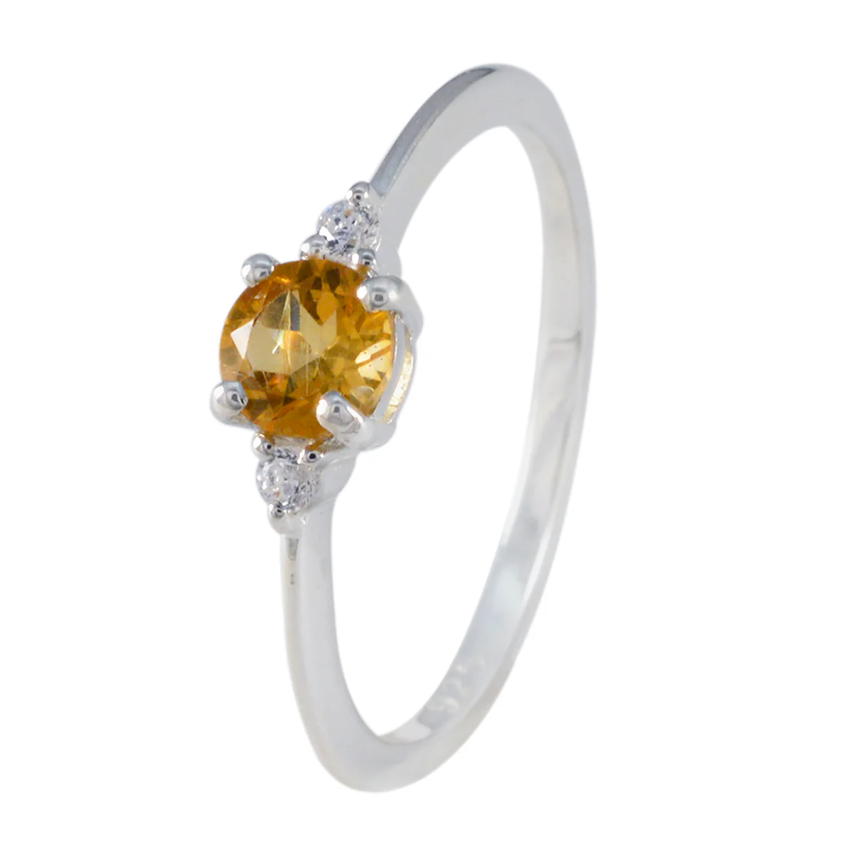 Citrine Trilogy Japanese 925 Sterling Silver Yellow Gems Elegant Graceful Ring Jewellery - Image 2
