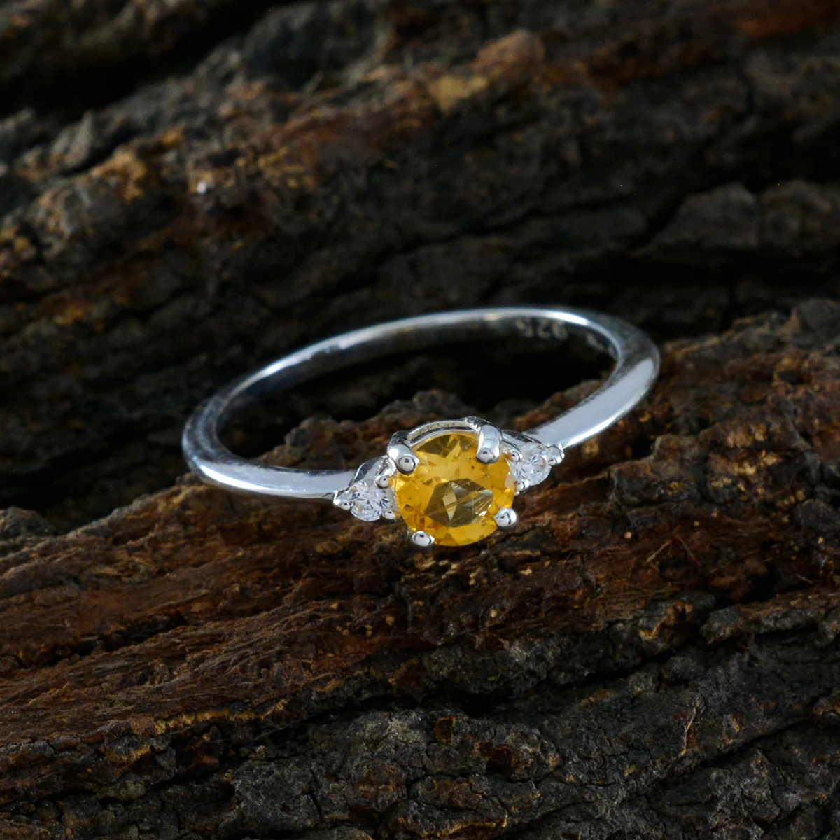 Citrine Trilogy Japanese 925 Sterling Silver Yellow Gems Elegant Graceful Ring Jewellery - Image 3