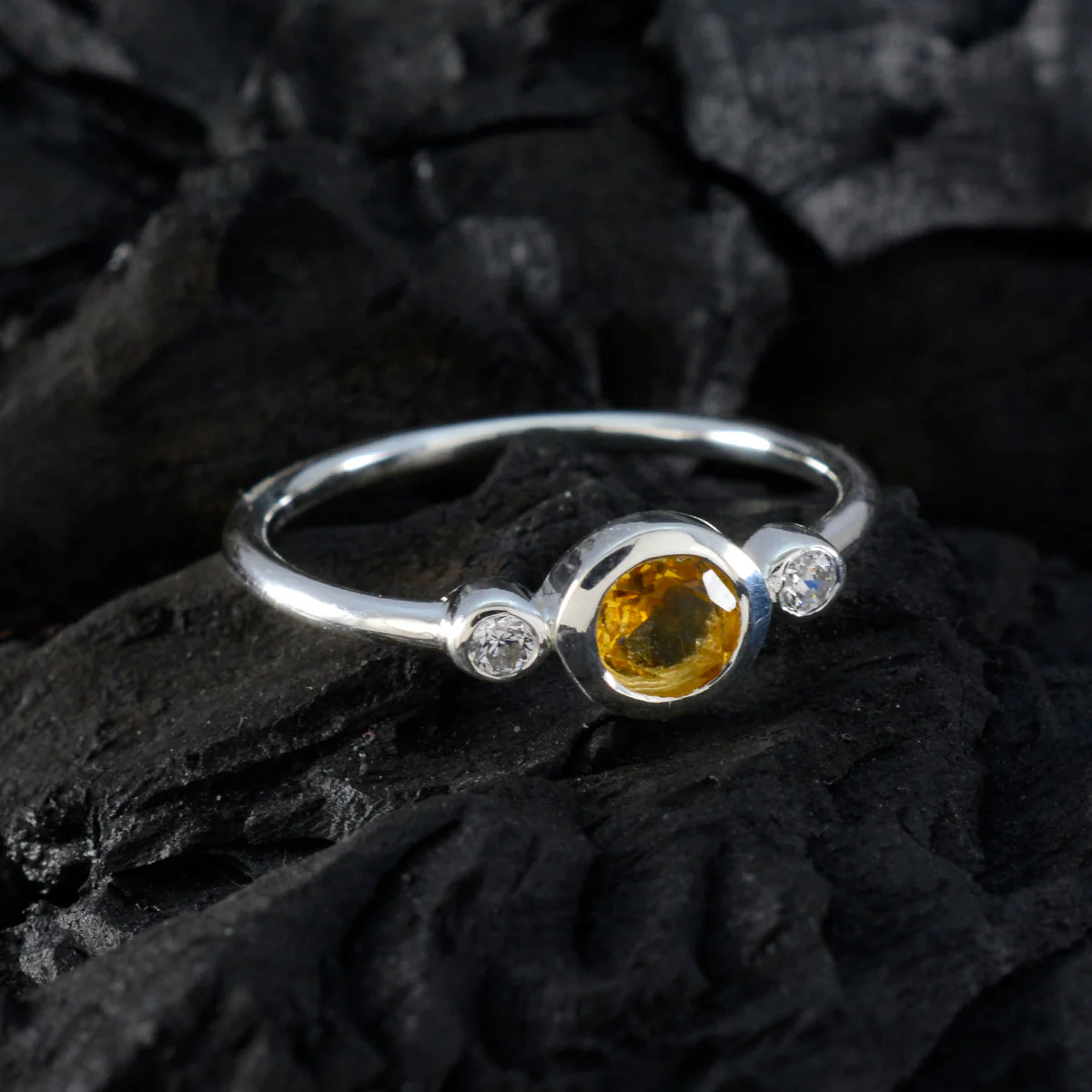 Citrine Trilogy Turkish Silver Yellow Gemstone Elegant  Sophisticated Ring Jewelry - Image 4