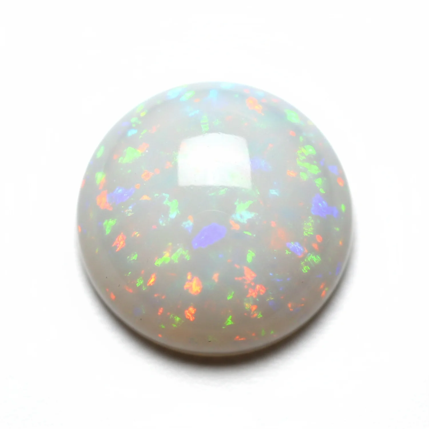 Created Opal 1PC Large 10x10 MM Round Cabochon White Brilliant semi Precious Loose Gemstones