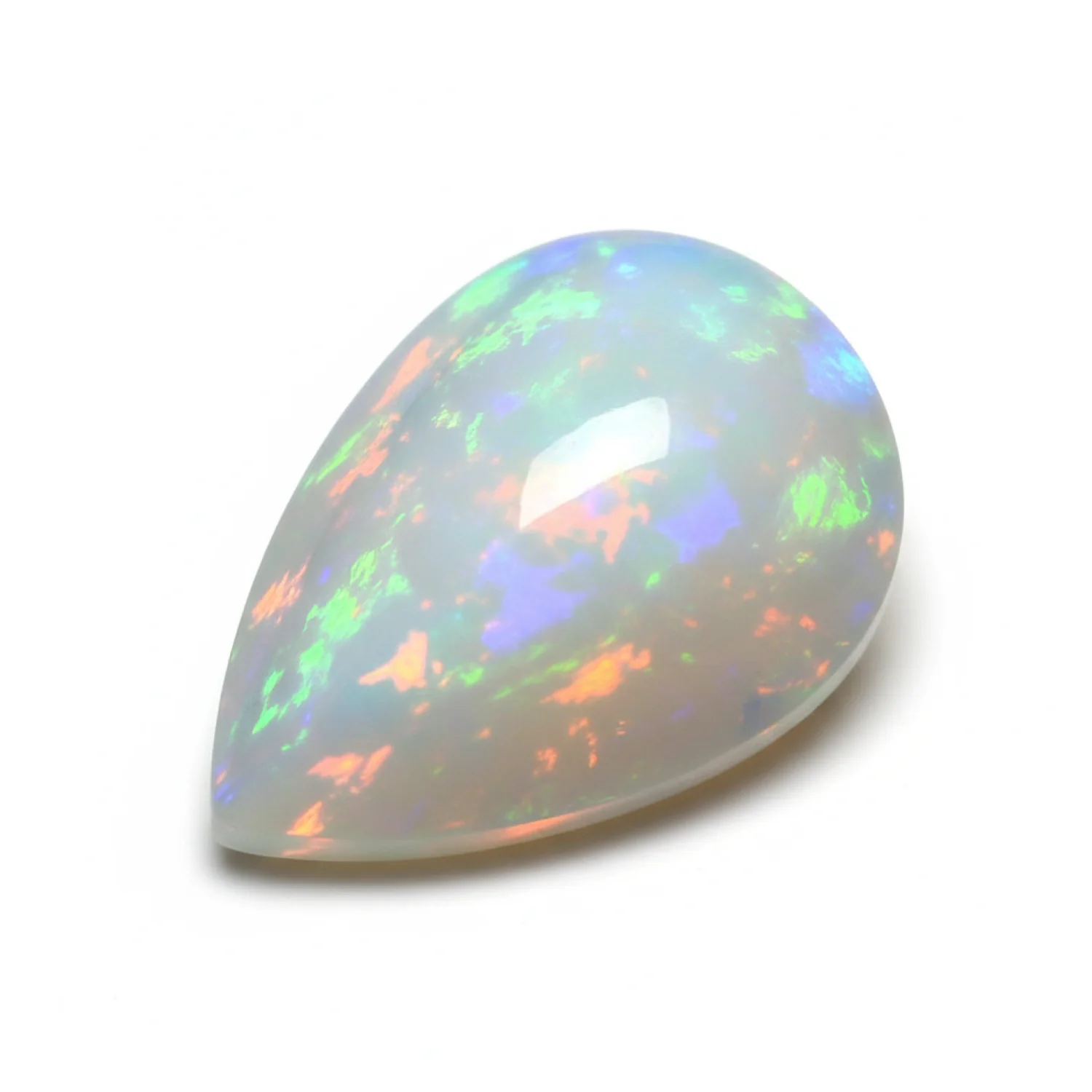 Created Opal 1PC Large 9x11 MM Pear Cabochon White Shine semi Precious Loose Gemstones