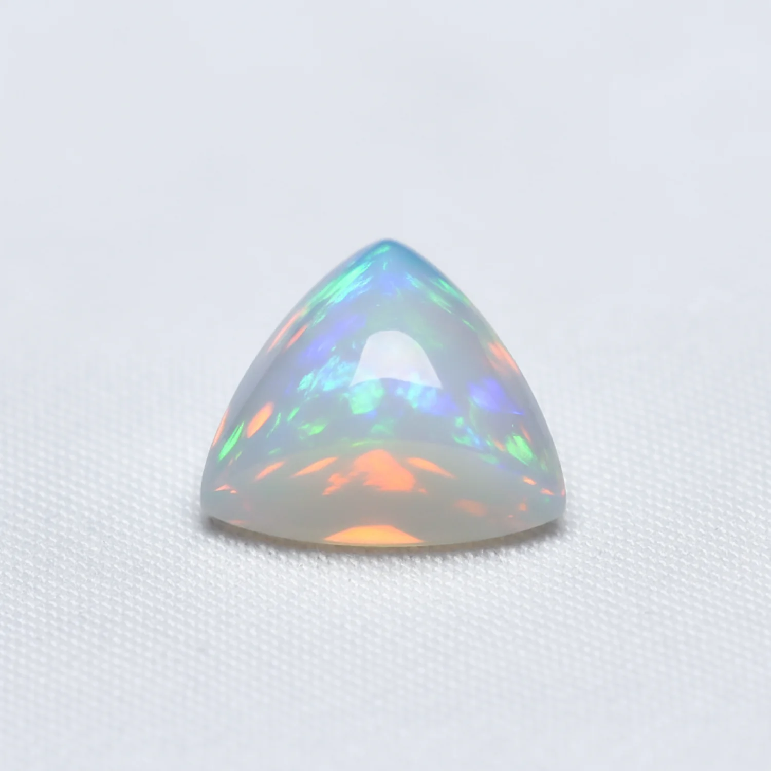 Created Opal 1PC Medium 9x9 MM Triangle Cabochon White Lustrous semi Precious Semi Precious Gemstone - Image 2